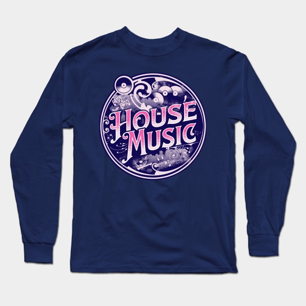 HOUSE MUSIC  - Circa Old School (pink) Long Sleeve T-Shirt by DISCOTHREADZ 